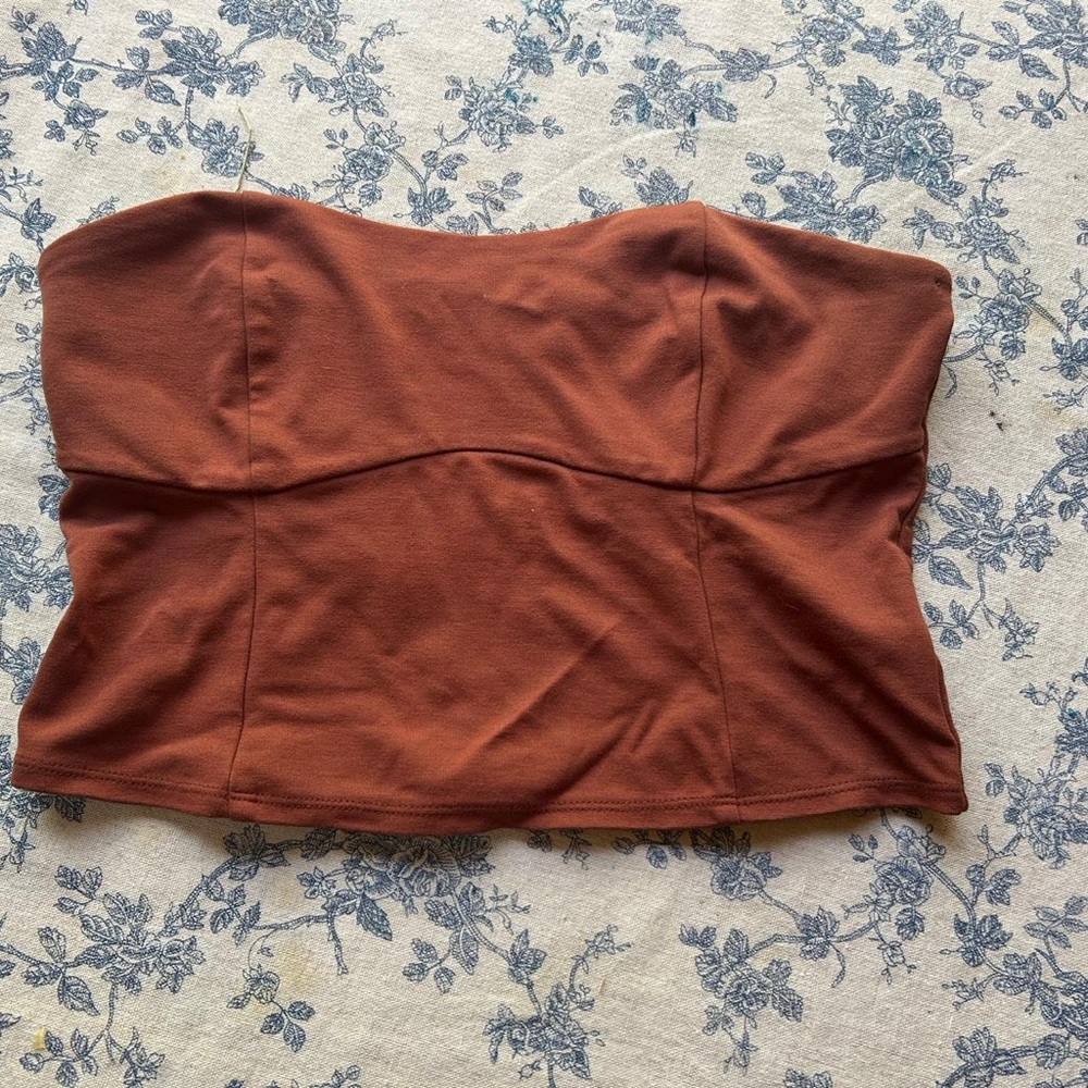 a new day Women's Strapless Rust Crop Top